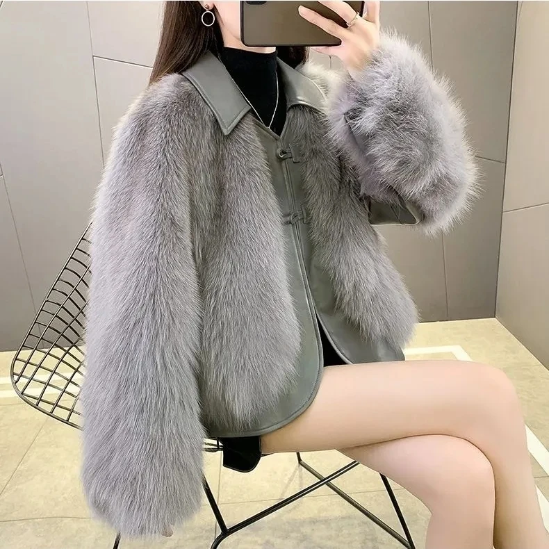 2025 herbst Winter Neue Kleine duft stil Kurze imitation pelzmantel frauen Modische Dünne Dicke Nachahmung fuchs pelz Mäntel