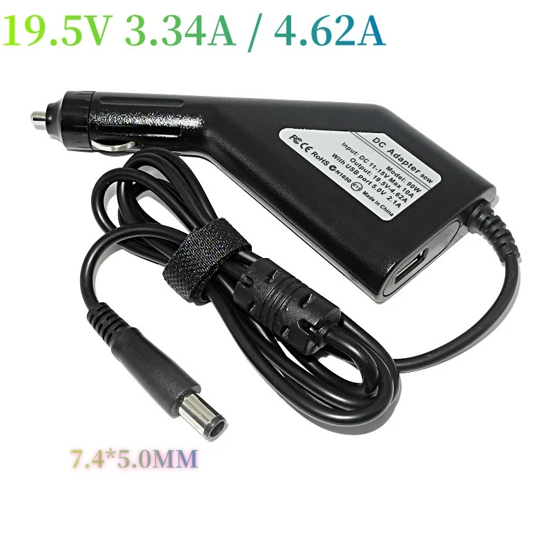 Carregador de Carro DC 19.5V 4.62A 90W Adaptador de Energia para Dell D505 D510 D610 D620 E5530 E5400 E6400 E6500 M70 Vostro 1014 1015 Laptop