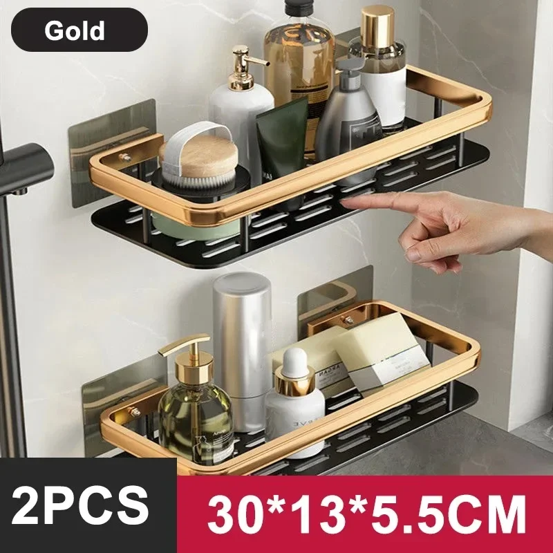 Bad Regal Küche Lagerung Veranstalter Aluminium legierung Shampoo Rack Dusch regal Bad zubehör kein Bohr regal