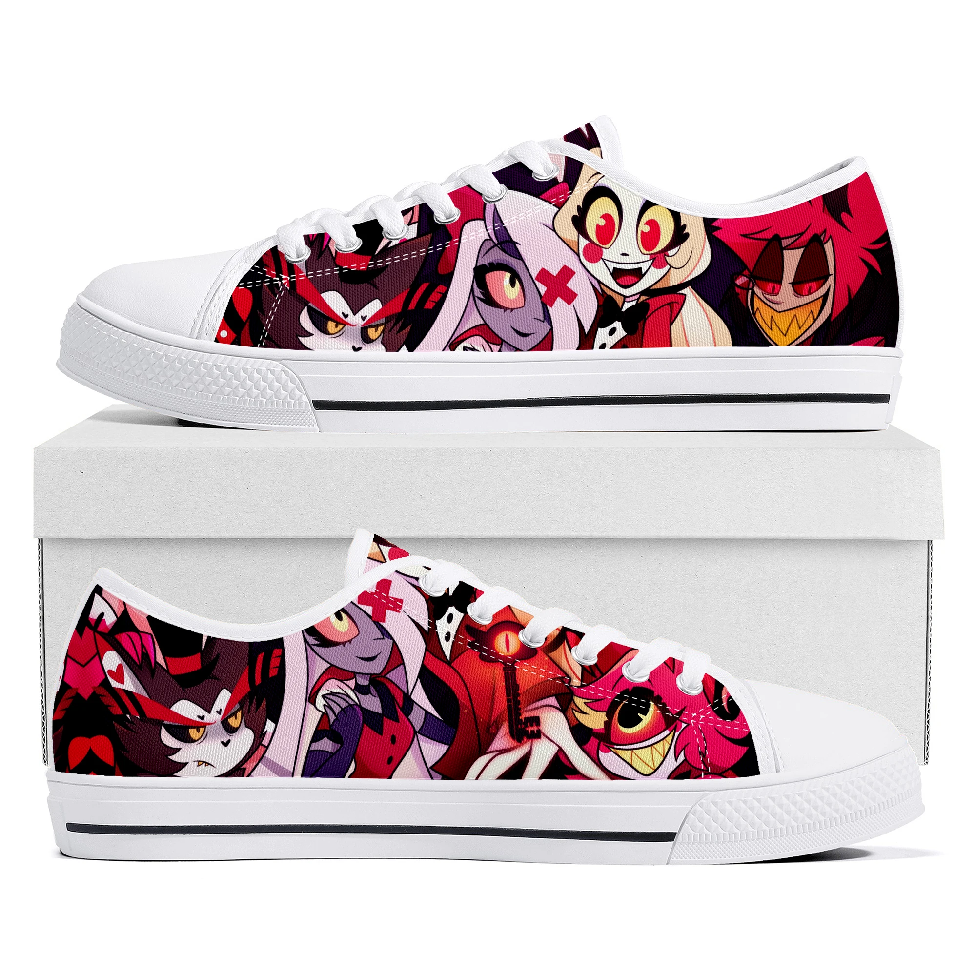 

Hot Cartoon H-Hazbin Hotel Low Top Sneakers Womens Mens Teenager High Quality Shoes Casual Tailor-Made Canvas Sneaker Shoe