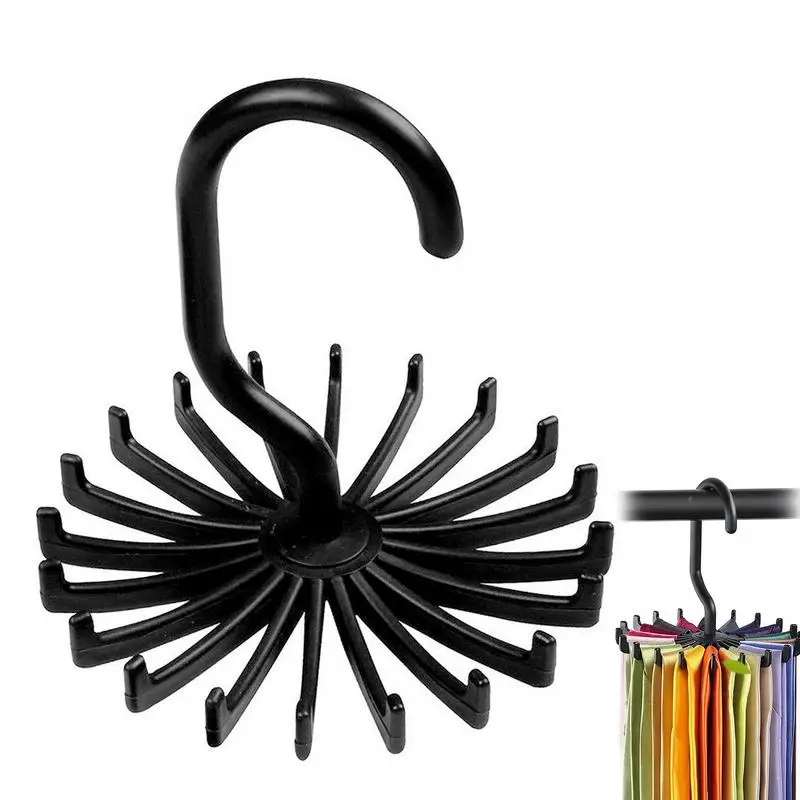 Twirl Tie Rack Rotating Scarf Hanger Holder 360 Rotating Belt Scarf Hanger Hook for Cupboard Storage Ties Belts Holder Hook