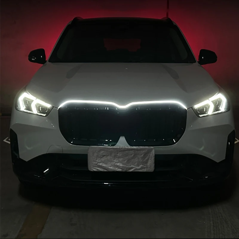 Grille through light strip start self scanning LED white light strip hood light for BMW X1 2023 2024