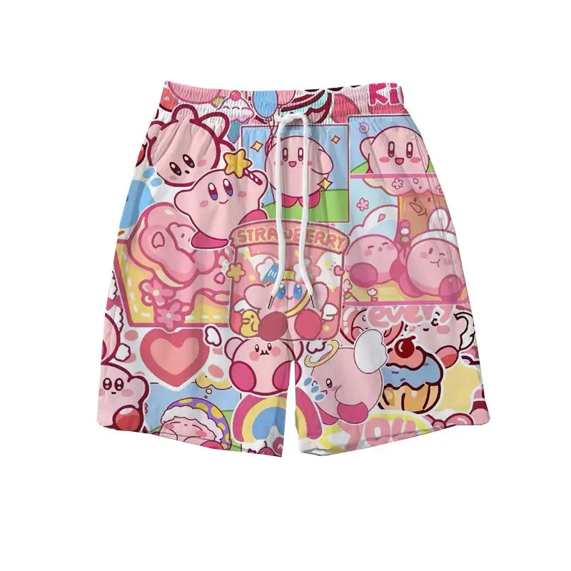 Cartoon Kirby Sports Shorts Men\'s Beach Pants Casual Loose Shorts Summer Shorts Men\'s Gift