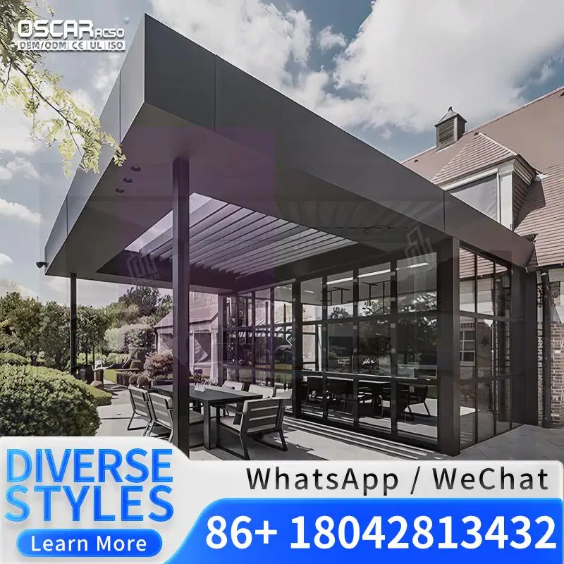 6m x 4m Outdoor Aluminium  Automatic Roof Canopy Cover Smart Modern Garden Patio Deck Germany Australia Bio climatic Louvered Sh