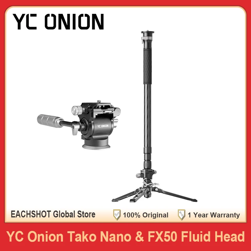 YC Onion Tako Nano Carbon Fibre Monopod with FX50 Fluid Head for Vertical Horizontal Shooting for DSLR Camera Camcorder