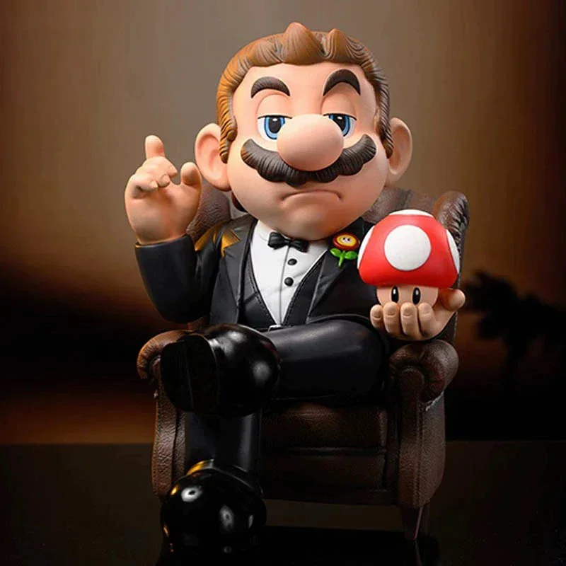 Anime Loodgieters Beeldje Model Poppen Godfather Mario Actiefiguren Paddestoel Beeldje Zitten Speelgoed PVC Collectie Decoratie Gift