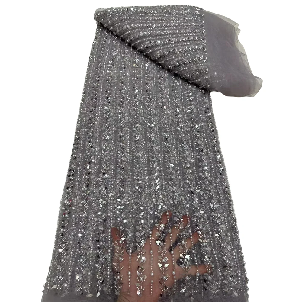 

African Sequins Beaded Lace Fabric, Embroidery Nigerian , French Tulle, Wedding Party,S-14077220