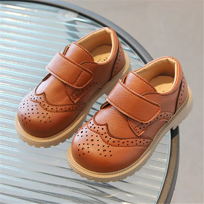 

Туфли кожаные однотонные для мальчиков и девочек, модная повседневная обувь на Плоском Каблуке, под платье, 21-30