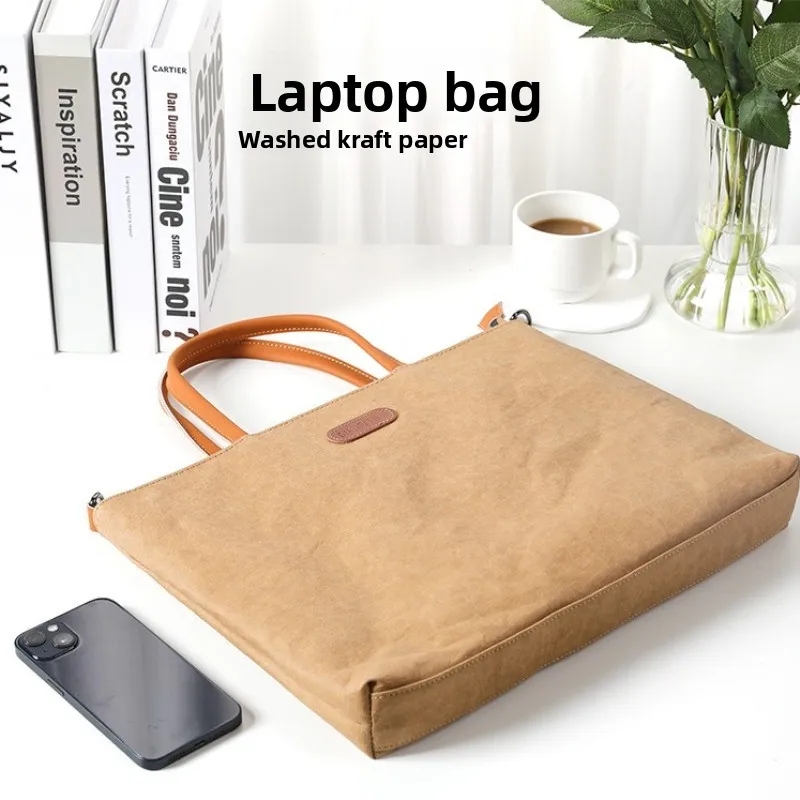 Notebook Sleeve for Apple 14 inch Laptop Bag Large Capacity Shoulder Crossbody Laptop Case Kraft Paper Notebook Insert Bag