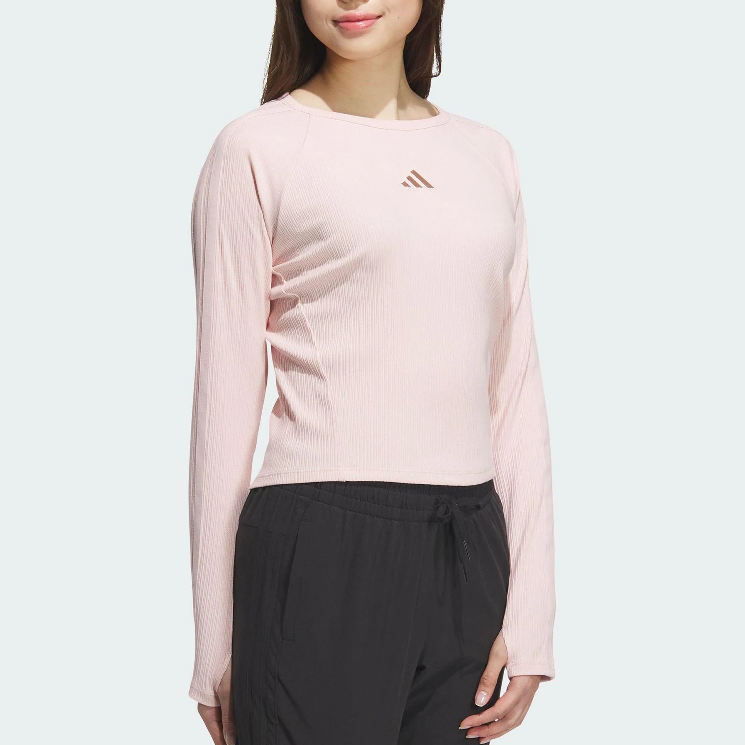 

Оригинальная женская футболка Adidas 2025 года, приталенного кроя, приятная к телу, мягкая и дышащая, с длинным рукавом, модель KB7755