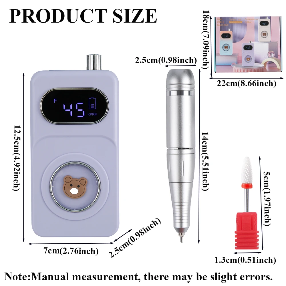 Nuovo 45000 giri/min Mini portatile trapano per unghie Set ricaricabile elettrico a basso rumore levigatrice per unghie per strumento salone di manicure