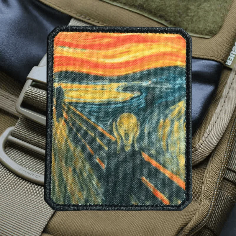 

The Scream of Edward Monk Tactical Printing Patch Monitoring Drone Morale Badge Backpack Decorative Sticker Patches for Clothing