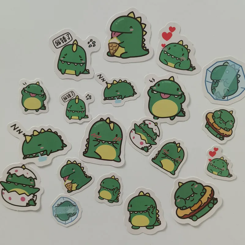 40pcs Kawaii green dinosaur Decorative cartoon animals Stickers Scrapbooking Label Diary Album Stationery Art Journal Planner