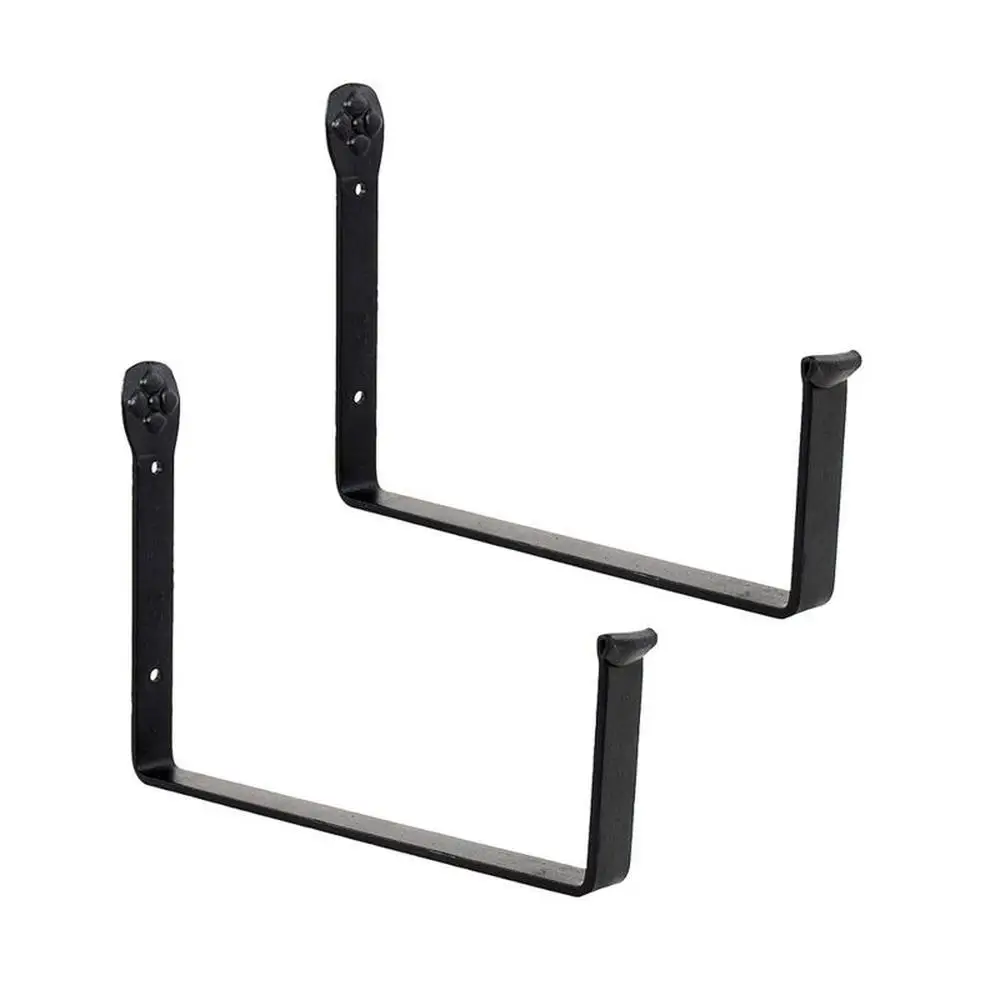 

2-Pack Black Wrought Iron Wall Mount Flower Box Brackets Weather Resistant Easy Installation Hardware Included Fits Wide