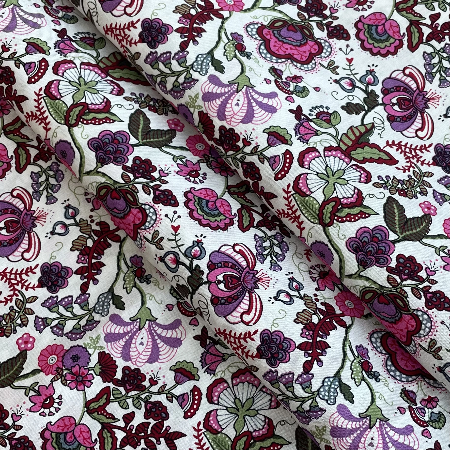 Purple Pastoral Floral Plants 100%Cotton Poplin 40S Tissun Libert For Kids Baby Sewing Cloth Dresses Skirt Handmade Splicing