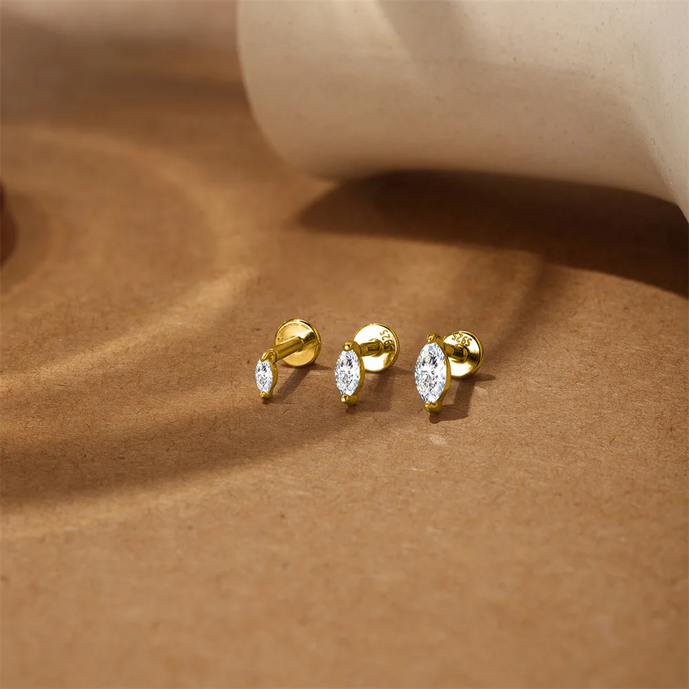 AIDE 925 Sterling Silber 1 Stück Sechsklauen Funkelnder Moissanit Damen Multi-Größen Flacher Rücken Knorpelpiercing Hochzeits-Brautgeschenk – Detail 31