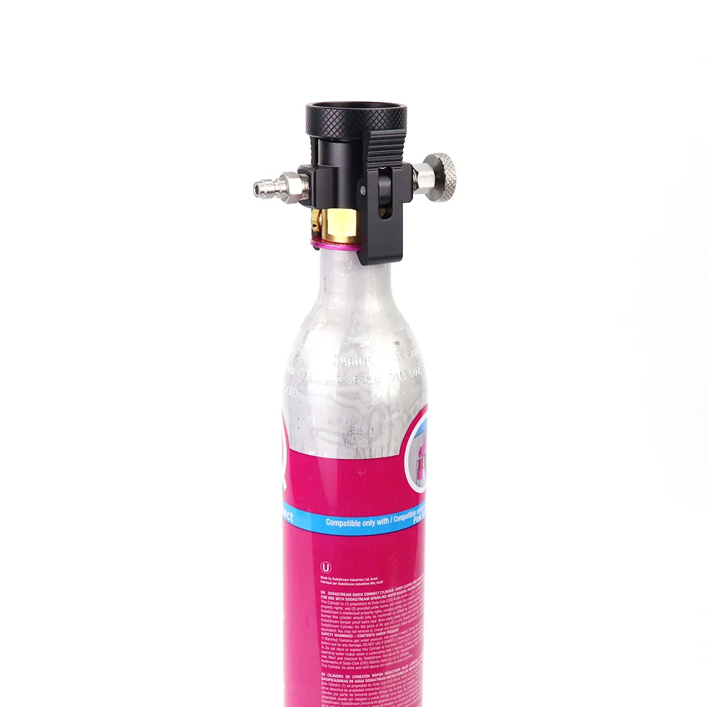 Quick Connect Soda Pink CO2 Tank Cylinder (Terra DUO Art)  Refill Adapter On/Off Adaptor With Bleed Valve Gauge DIN477