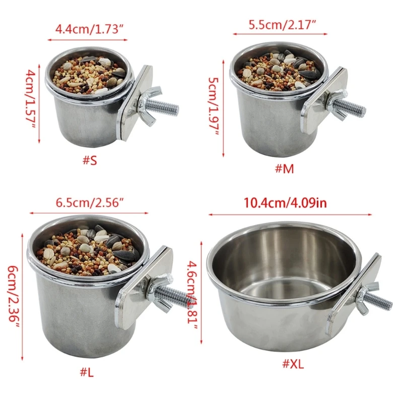 F92B Pet Parrot Feeding Drinking Cup Water Cage Anti-turnover Hanging Bowl Cup