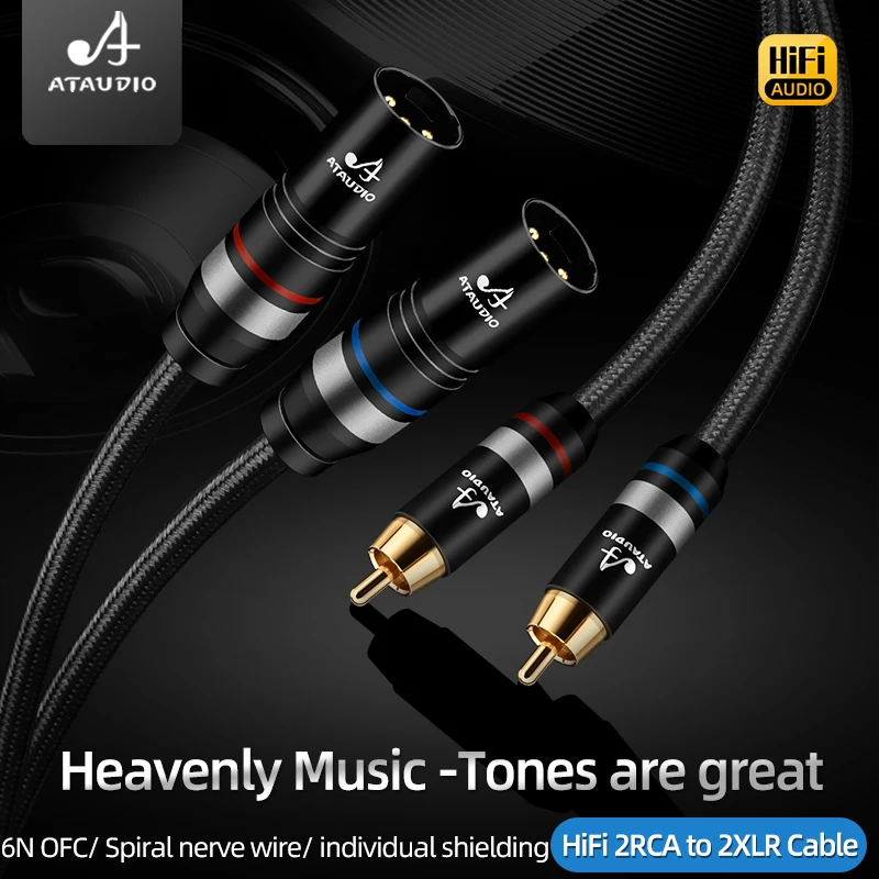 HiFi 2RCA to 2XLR Audio Cable for Speaker Amplifier Mixer With High Quality 6N OFC RCA Male to 3Pin XLR Male/Female Cord