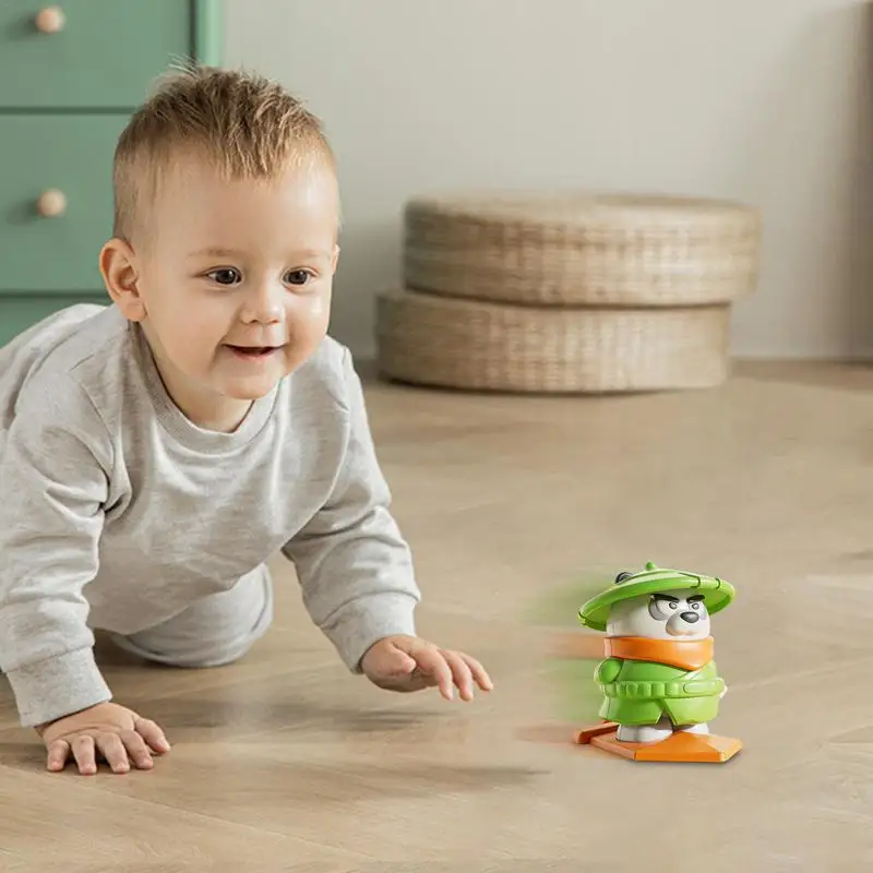 Kleines Tier-Aufziehspielzeug für Kinder, Cartoon-Panda-Modell, Handaufzugsmechanismus, Lernspielzeug für den Arbeitsbereich in der Schule, im Schlafsaal