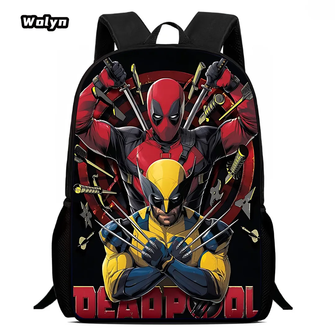 

Школьный рюкзак Deadpool & Wolverine Mochila, школьные ранцы с героями мультфильмов для девочек и мальчиков, прочные и легкие детские сумки для детского сада