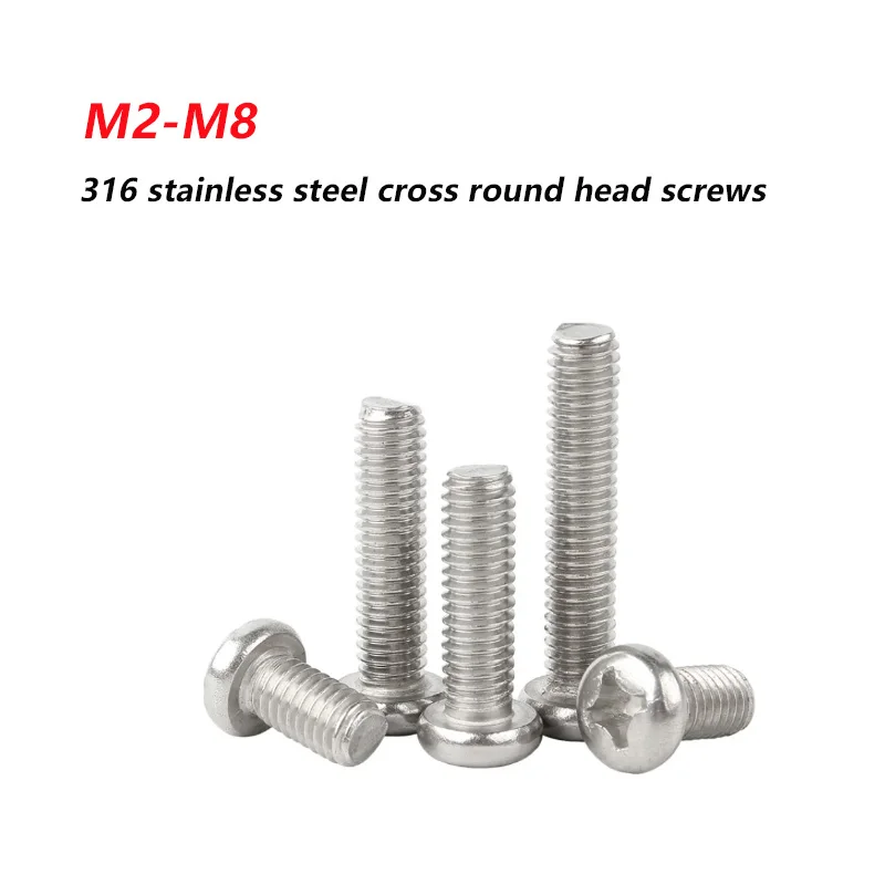 2/3/5/10/20/50pсs м2 м3 м4 м5 м6 м8 316 Stainless Steel  Bolt Phillips Cross Recessed Round Pan Head Screw