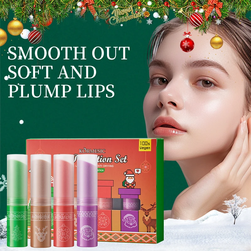 

Natural Plant Lip Balm Moisturizing Lipsticks Base Anti-Cracking Lip Oil Christmas Gifts Gift Box Packaging Lip Balm