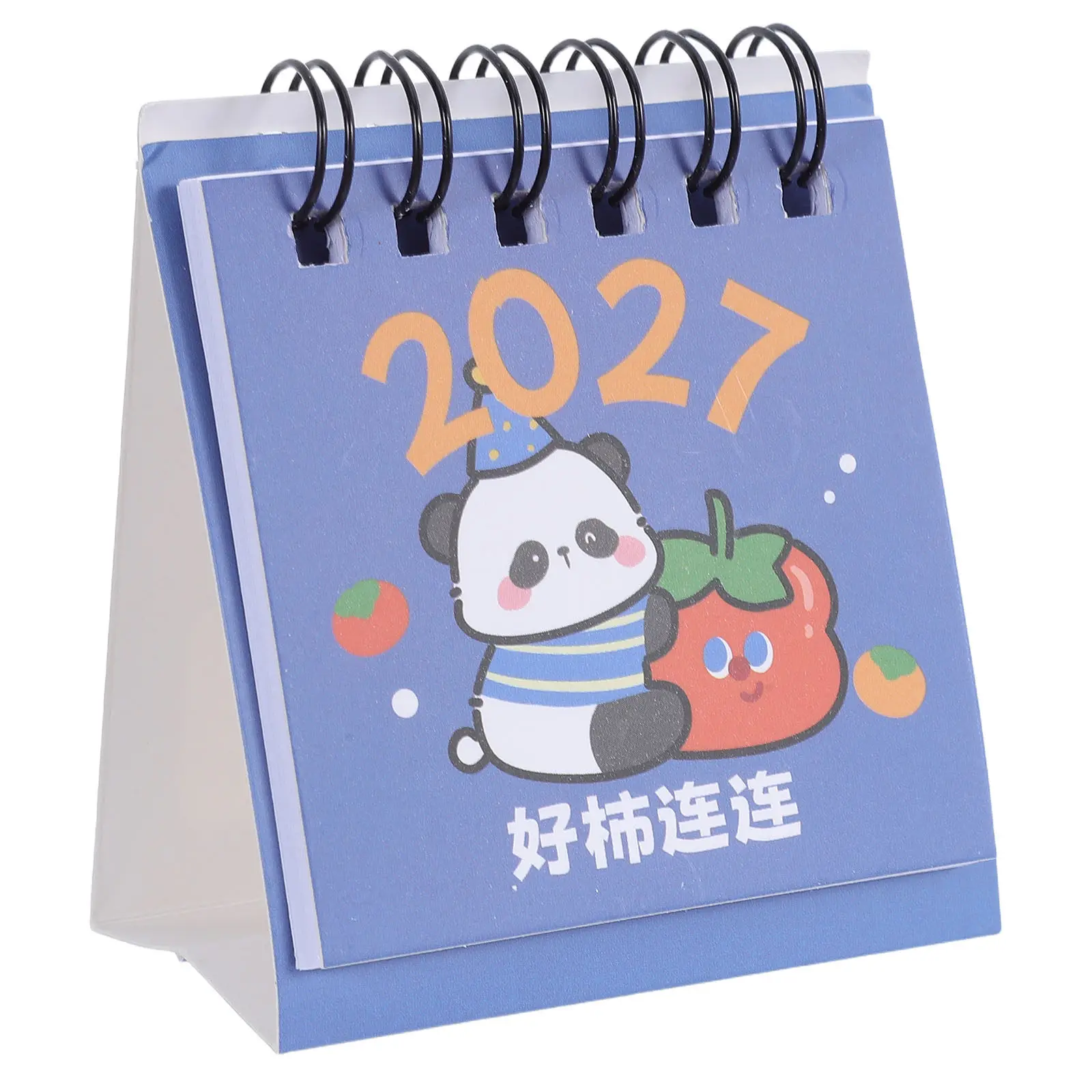 Small Panda Desk Calendar 2027 Mini Flip Standing Monthly Planner Metal Ring Binding Home Office School Desktop Decoration
