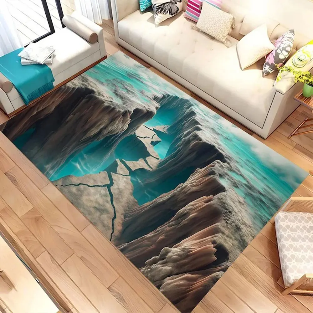 Visual Three-dimensional Hole Carpet Cliff Pattern Living Room Full of Creative Floor Mats Home Decoration Door Rug