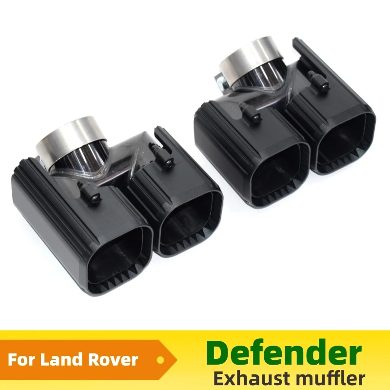 مناسبة لفوهة كاتم الصوت لاند روفر ديفندر 2020-205، طرف ذيل ماسورة العادم السوداء المربعة