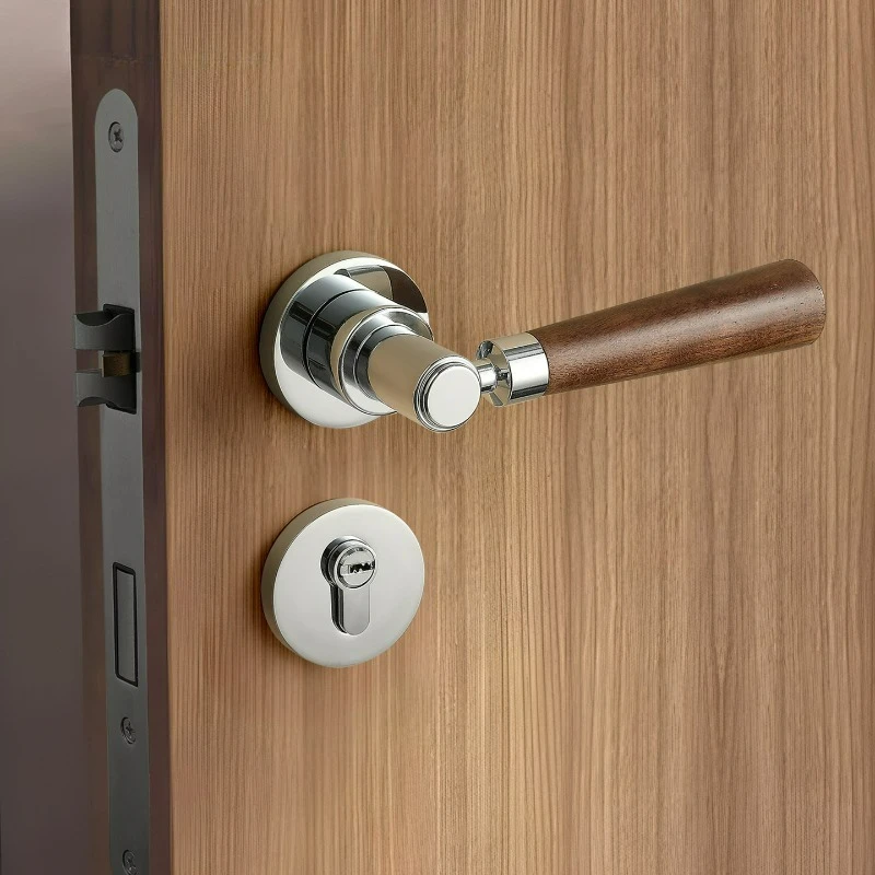 Italian Minimalist Bedroom Kitchen Walnut Light Luxury Office Conference Room Universal Split Handle Lock