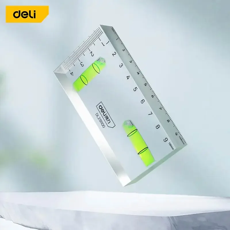 Deli High Precision Transparent Two Direction Magnetic Level Bubble Mini Level Multi-Functional Portable Measuring Tool