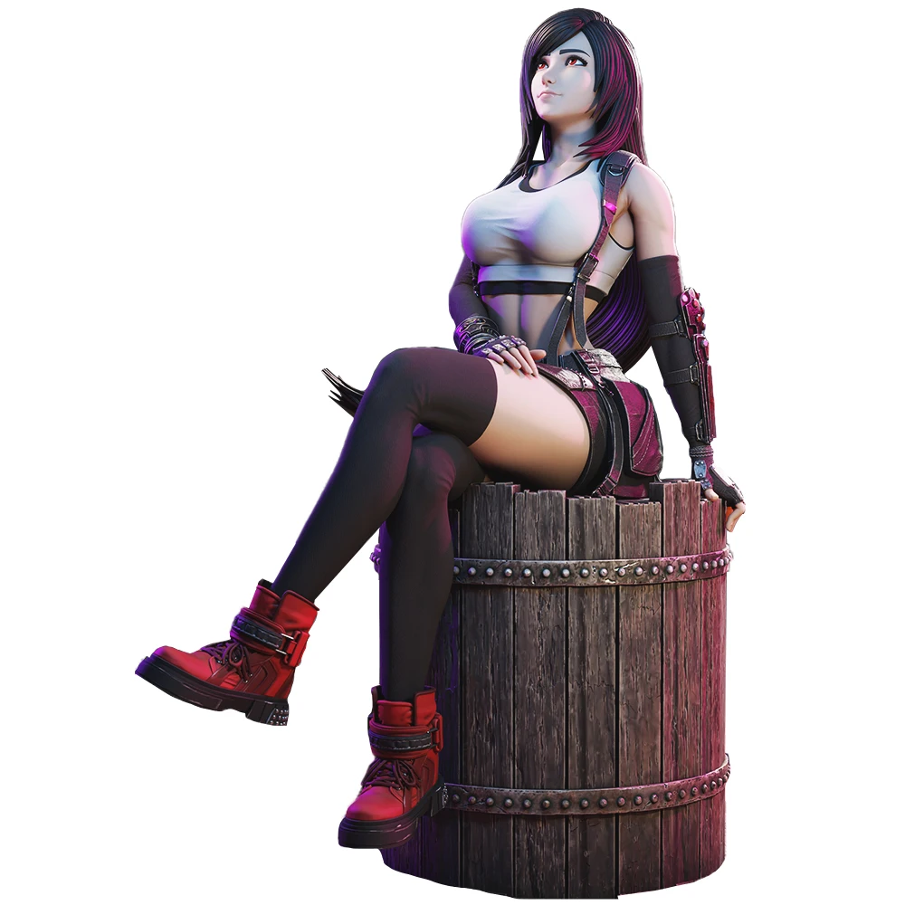 1:18 Scale High-Detail Valiant Female =Anime Figure Tifa- 3D Resin Miniatures | Unpainted Model Kit (A1019)