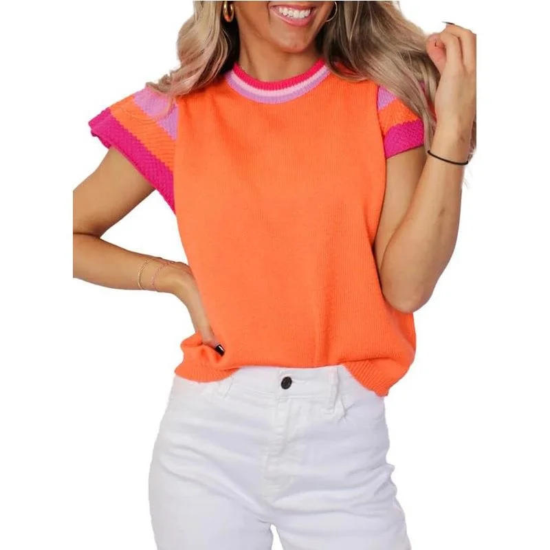 Sweet Sle ort Sve gebreide trui rond Ne Color Blo damestop Faionable Casual Comfortabel Ademend 2025, su...