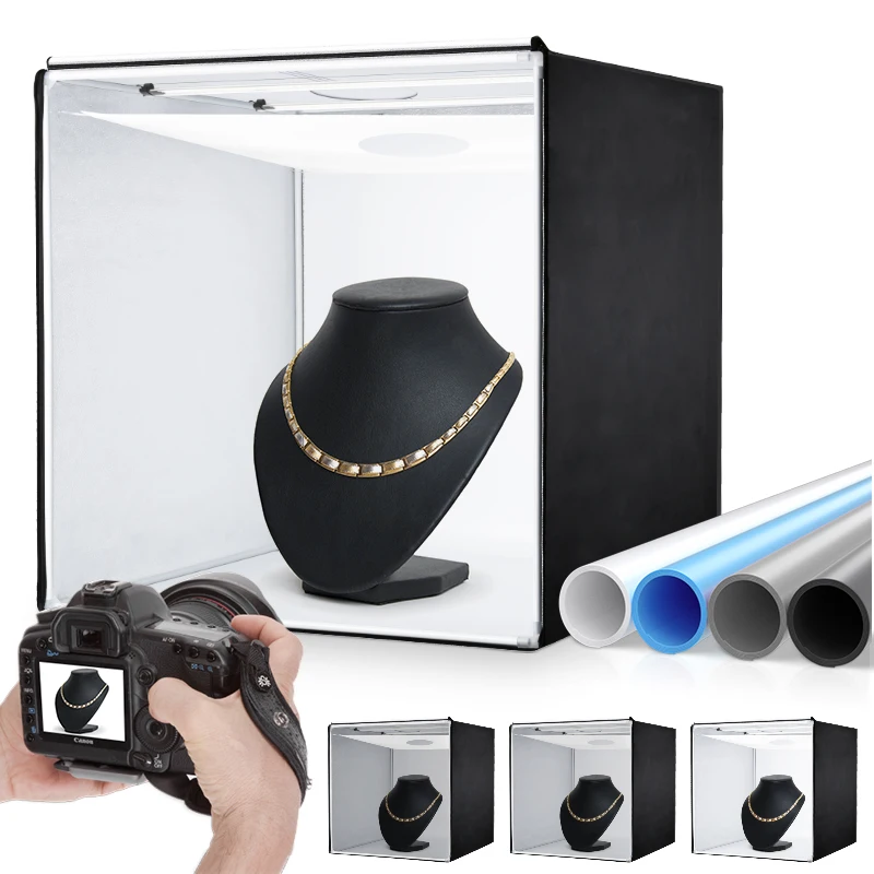 100cm Adjustable Light Box,Professional Studio Photo Tent With Rotatable Led Light White/Black/Blue/Gray Backdrops For shooting