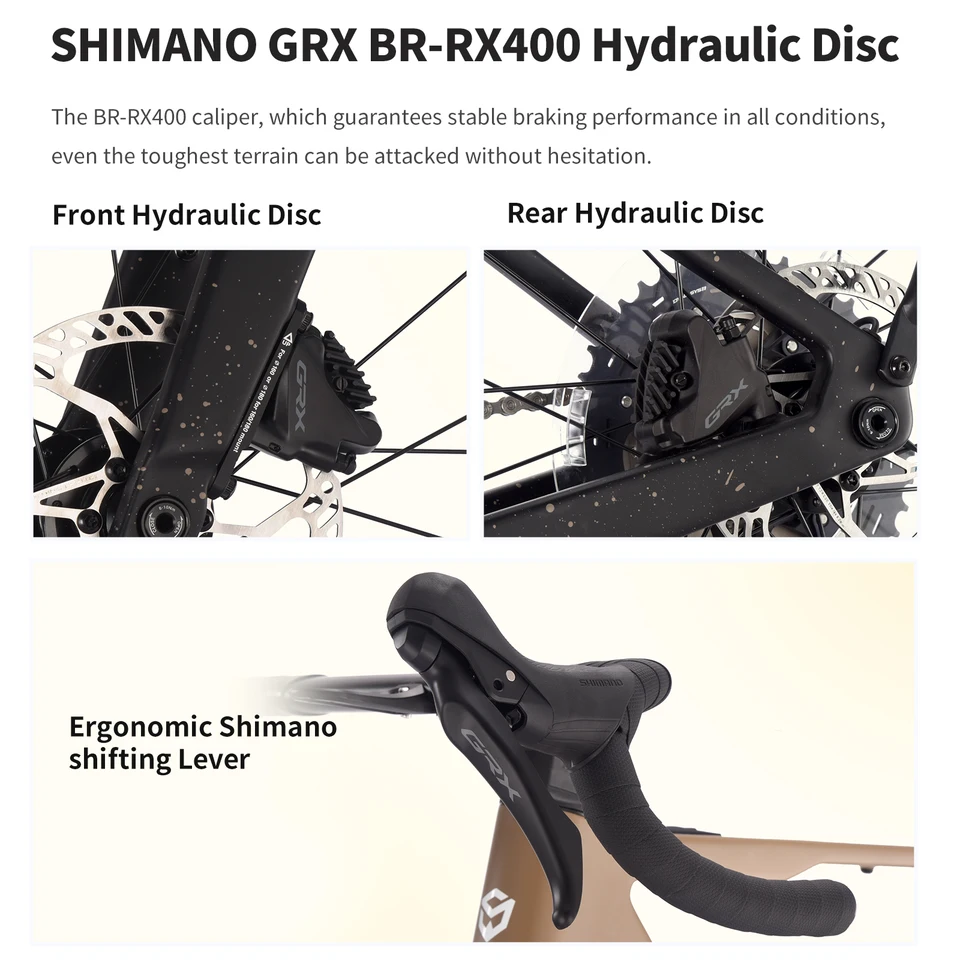 SAVA E-BIKE Carbon Fiber Gravel Electric Assist Bicycle, equipped with SHIMAN0 GRX ST-RX600 groupset image 9