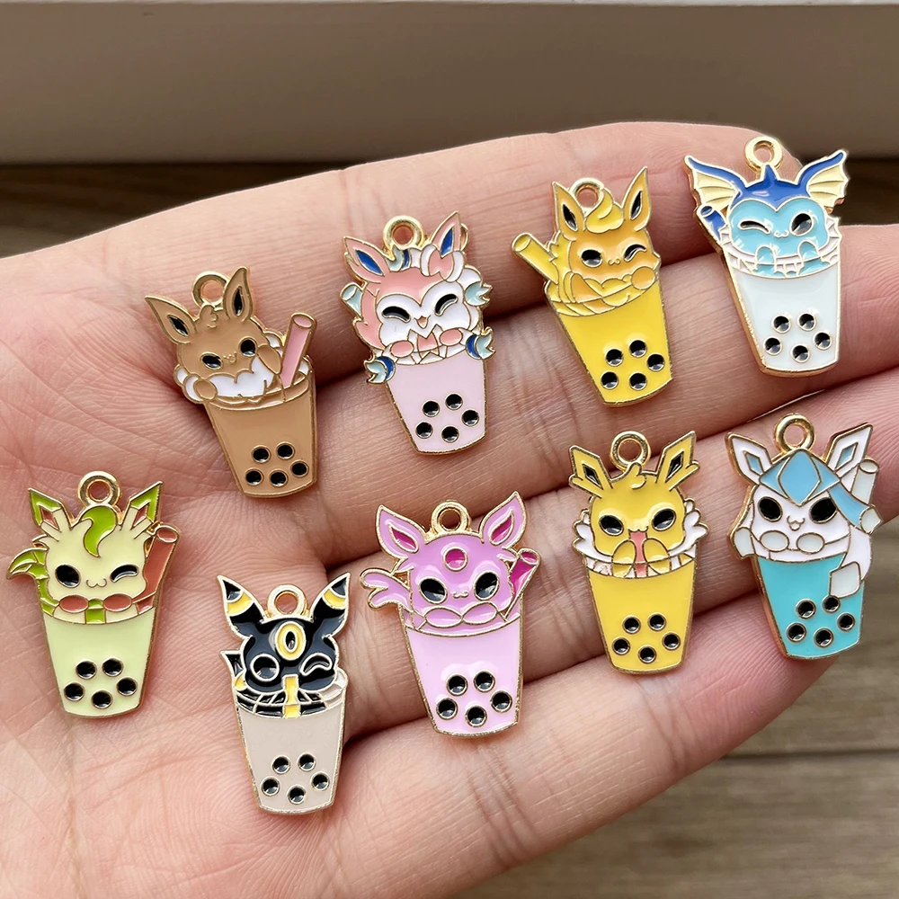 9pcs-pokemon-pikachu-bubble-milk-tea-charm-pendants-cartoon-diy-jewelry-making-supplies-for-necklace-bracelet-accessories