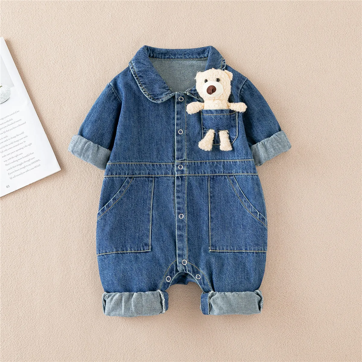 Personalize Handsome Denim Jumpsuit Infant Children Spring Festival Stylish Baby Clothes Going Clothes Trendy Clothe Custom Name