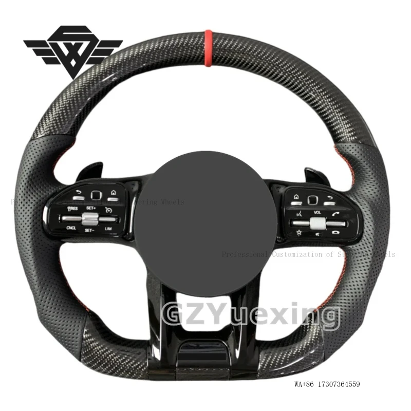High Quality for Mercedes Benz 809AMG Carbon Fiber Black Button Assembly Steering Wheel