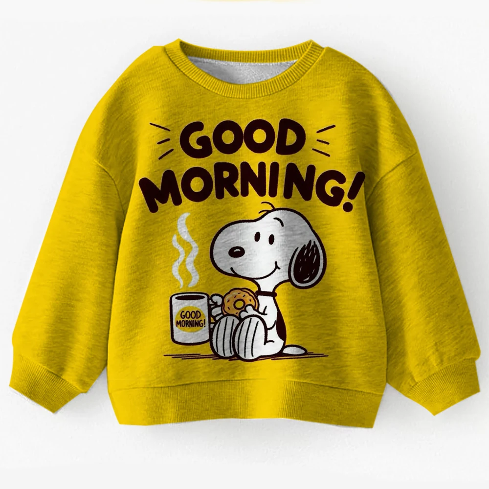 

New Children's Snoopy Cartoon Sports Shirt Long Sleeved Top Fashionable Casual Top Boys and Girls Autumn Children's Round Neck H