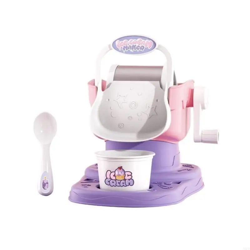 

J6PE Manual Ice Cream Maker Toy for Kids Frozens Dessert Machine for Homemade Treats