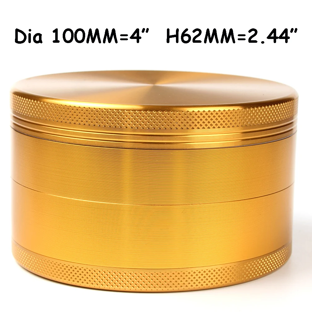 100MM Herbal Grinder Metal 4 Inches Hierba Pepper Tobacco Dry Herb Aluminiums  Black Golden Smoke Accessories