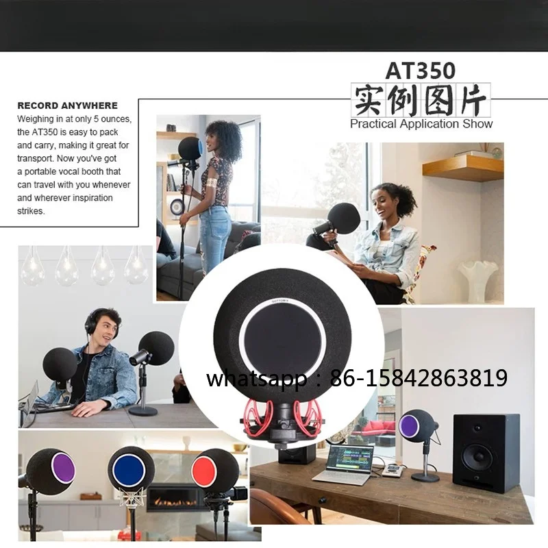 AT350 Microphone Isolation Shield, Portable Reflection Filter, Sound Absorbing Foam for Studio Recording Noise Reduction