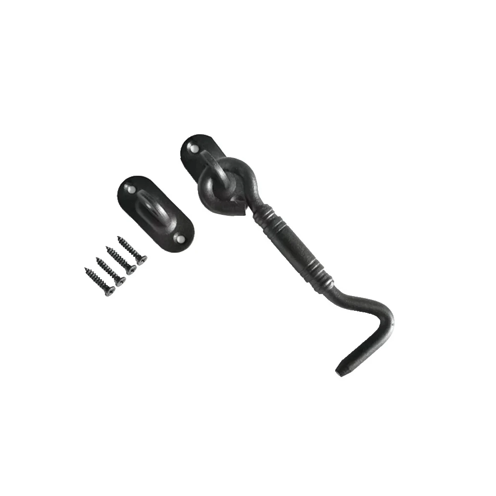 Stainless Steel Sliding Door Lock Black Barn Door Hook Lock Portable Secure Universal Buckle Indoor Outdoor Privacy Security