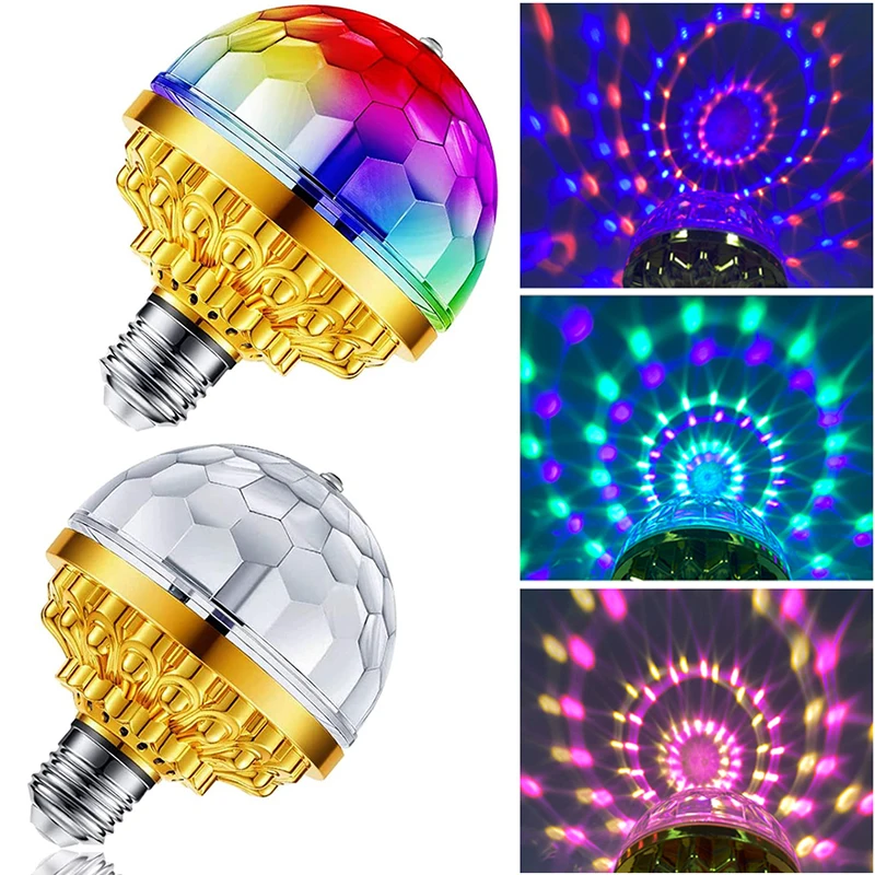 360° Color Rotating E27 Magic Ball LED Lamp Colorful Party Stage Night Light for DJ Disco KTV Atmosphere Lighting Decor