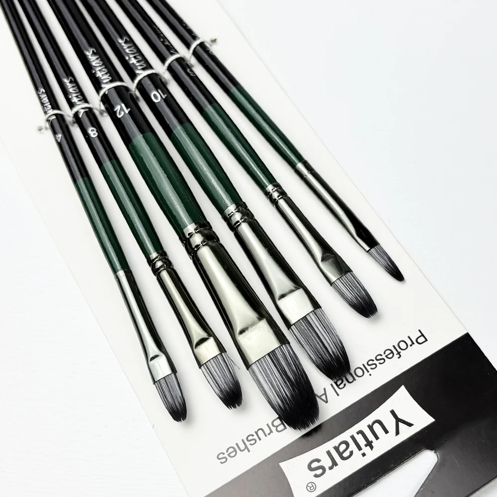 مجموعة فرش طلاء فنية احترافية عالية الجودة مكونة من 6/24 قطعة - أشكال مختلفة بما في ذلك مستديرة، فيلبرت، مسطحة وزاوية للزيت، أكري #5