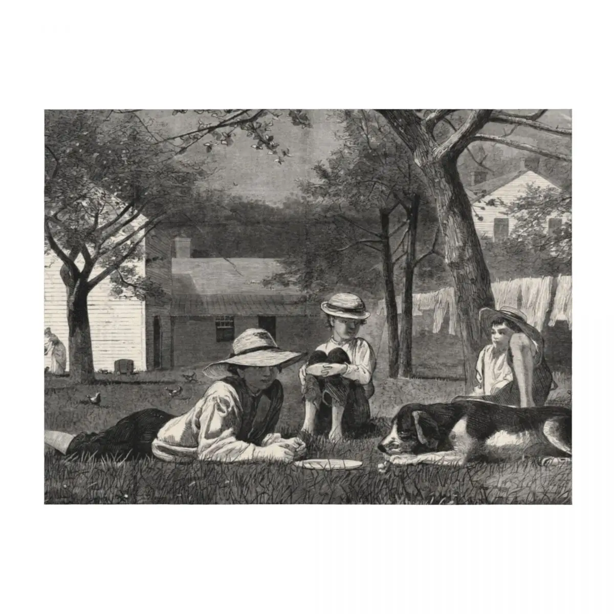 

The Nooning - Winslow Homer Throw Blanket Plaid on the sofa Moving Baby Blankets For Baby Blankets