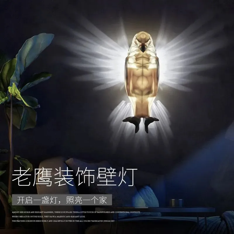Lâmpada de parede águia, lâmpada personalizada montada na parede com projeção de animais, luz noturna simples e criativa para casa, decoração artística