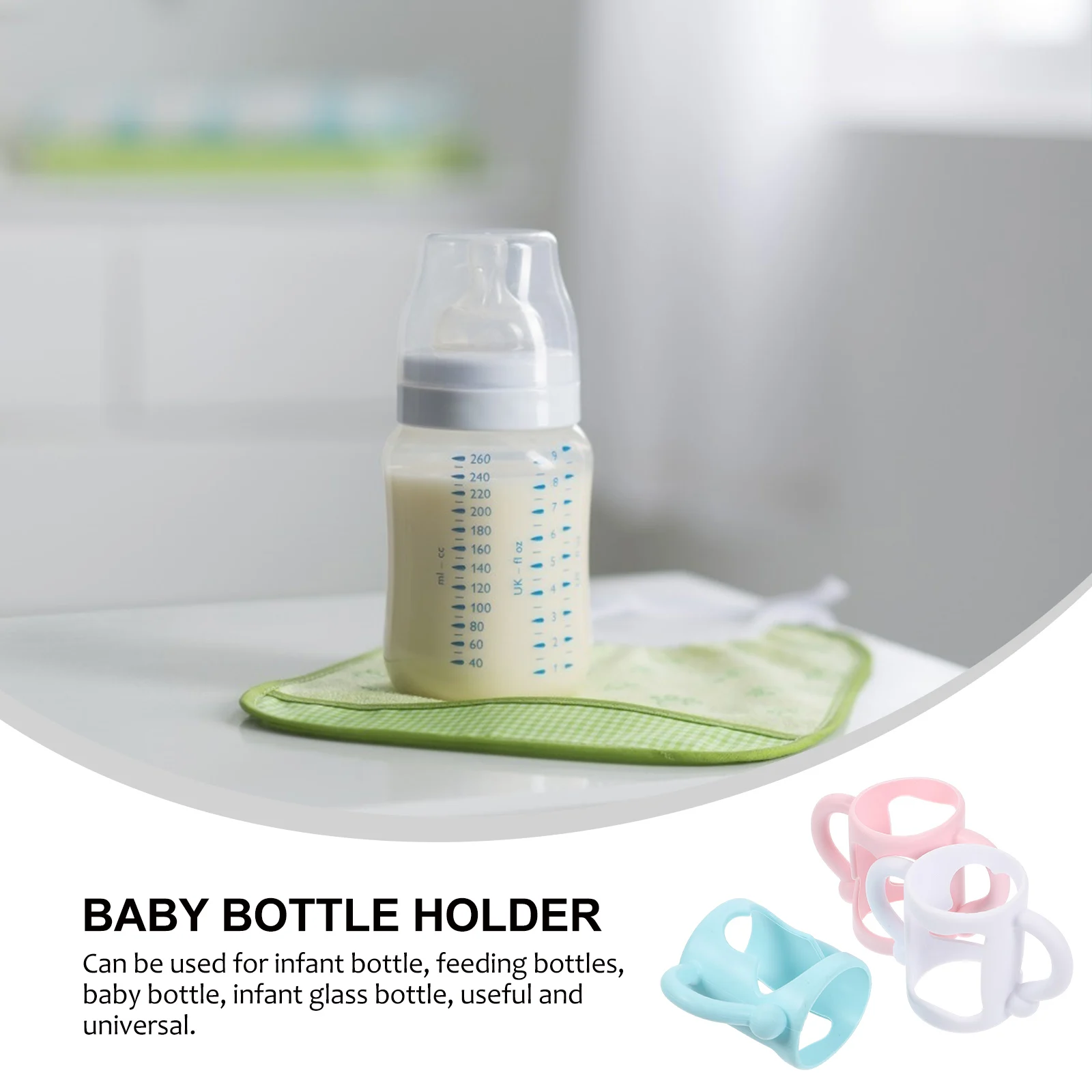 

3 pcs Baby Bottle H Soft Silicone Milk Holder for Infant Wide Mouth Feeding Bottles White Safe Comfortable Easy