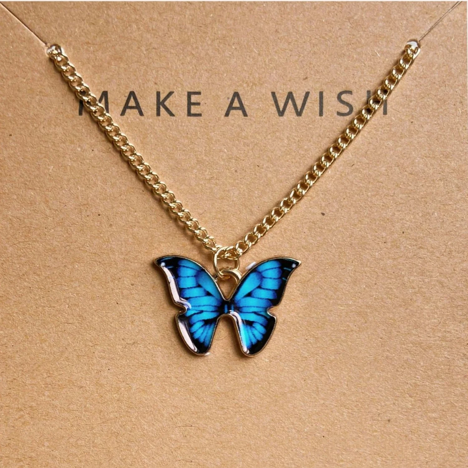 Cute Fashion Butterfly Necklace Earrings Set New Popular Blue Purple Orange Color Pendant Fashion Women Jewelry image 2